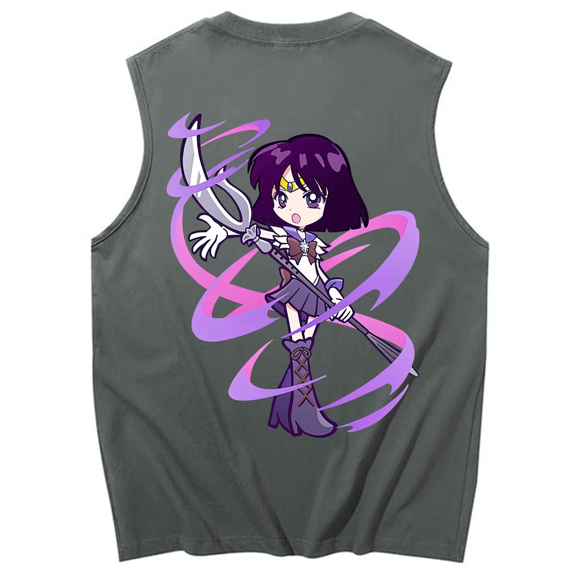 （画像用） 美少女戦士セーラームーン 土萠ほたる Sailor Moon Tomoe Hotaru （セーラーサターン；Sailor Saturn） コットン100％タンクトップ（背面プリント）